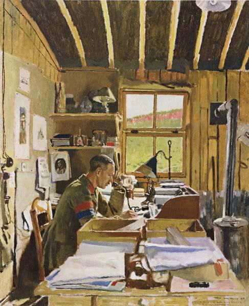Sir William Orpen Major A.N.Lee in his hut ofice at Beaumerie-sur-Mer oil painting image